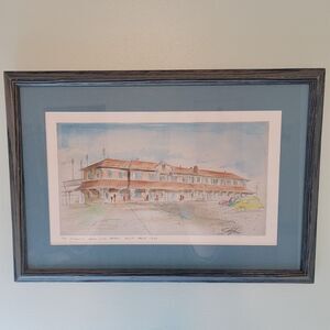 The Atlantic Coast Line Depot Built ~1908 Original Framed Watercolor Painting